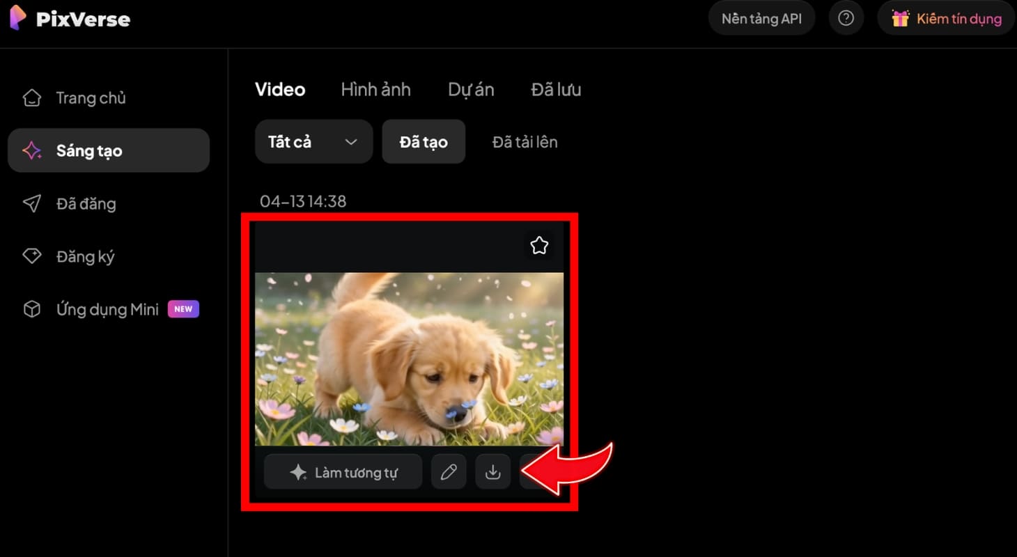 Tại video đã tạo về máy
