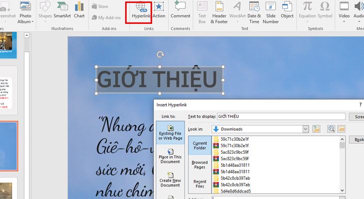 Slide hyperlinking