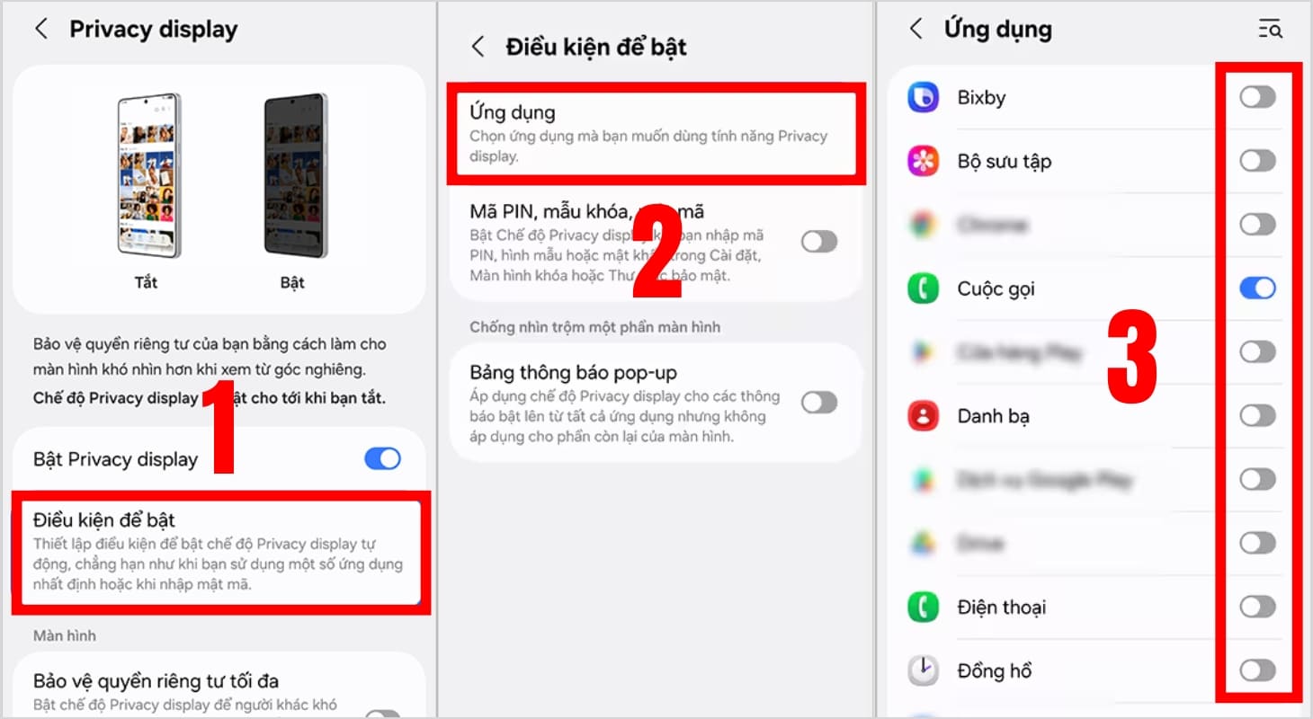 Cách đặt điều kiện để Privacy Display tự động bật cho từng ứng dụng