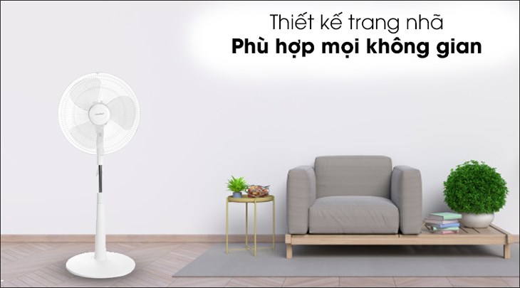 Quạt lửng Comfee CF-FF4019VDW có kiểu dáng mềm mại, màu trắng trang nhã, tô điểm cho không gian sử dụng