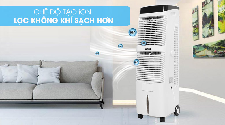 Chức năng tạo ion của quạt điều hòa Dmax giúp không khí đi ra sạch khuẩn