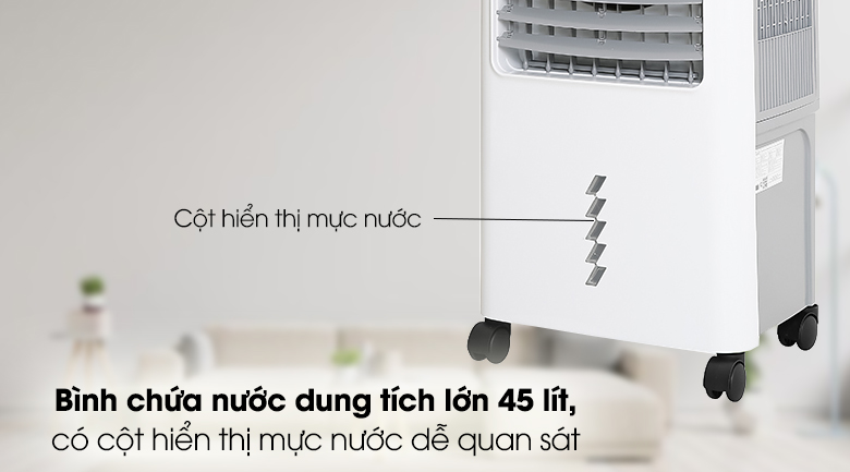 Dung tích bình chứa quạt điều hòa Hommy lớn giúp thời gian sử dụng dài