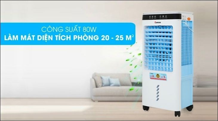 Quạt điều hòa Rapido 6000D phù hợp sử dụng cho phòng có diện tích tối đa là 25 mét vuông