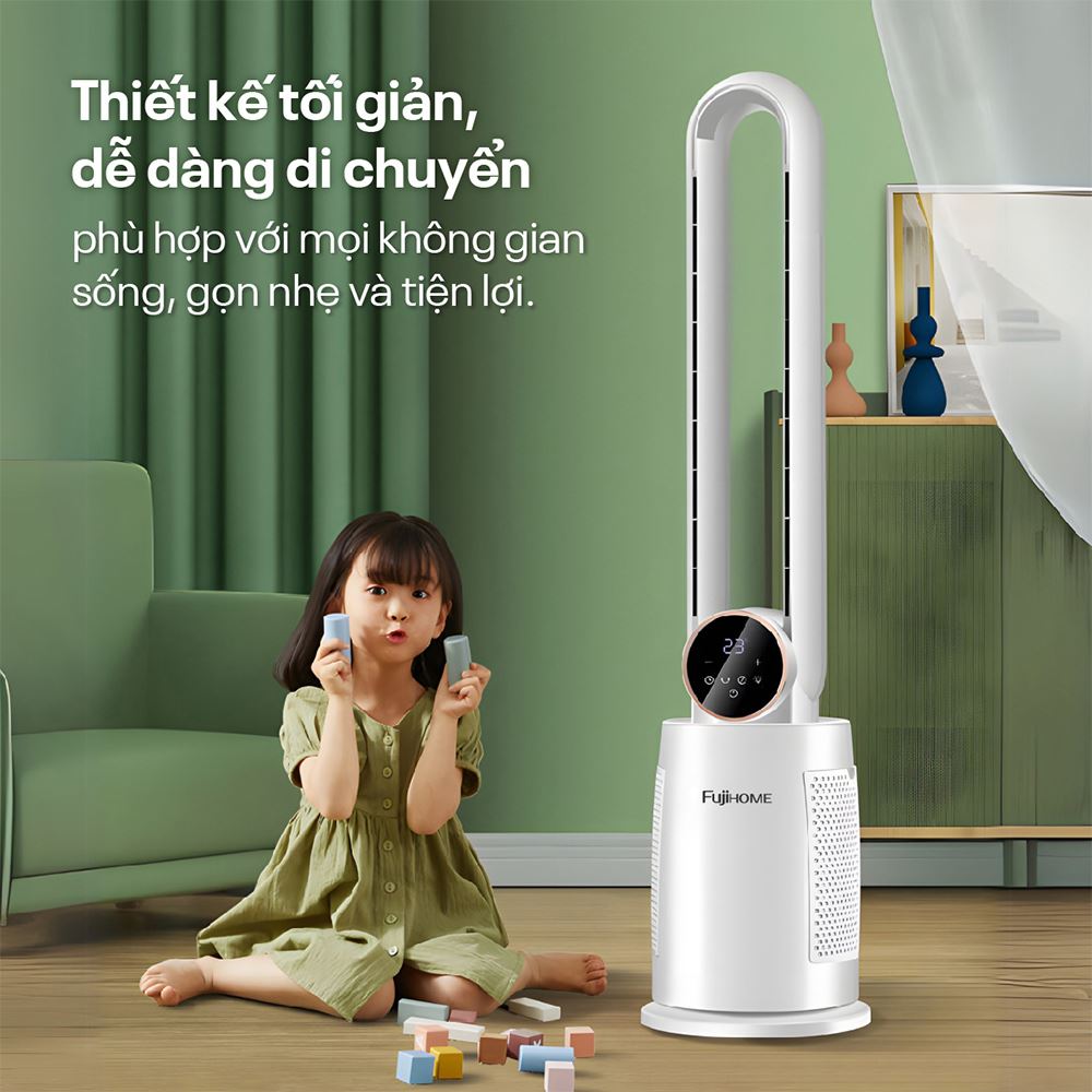 Quạt không cánh FUJIHOME BF-03RC 65W sở hữu thiết kế tối giản và những công nghệ làm mát hiện đại