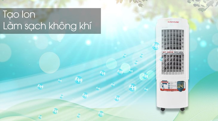 Quạt điều hòa Sunhouse SHD7723 có thể tạo ion âm giúp lọc sạch không khí, đem đến cho gia đình bạn không gian sống trong lành