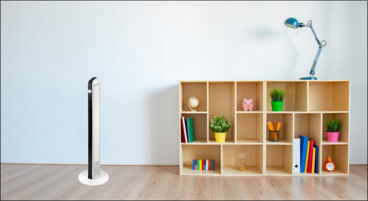 Quạt tháp FUJIHOME TF-12HM 48W với thiết kế dạng đan xen, kẽ quạt nhỏ, chống kẹp tay, đảm bảo an toàn