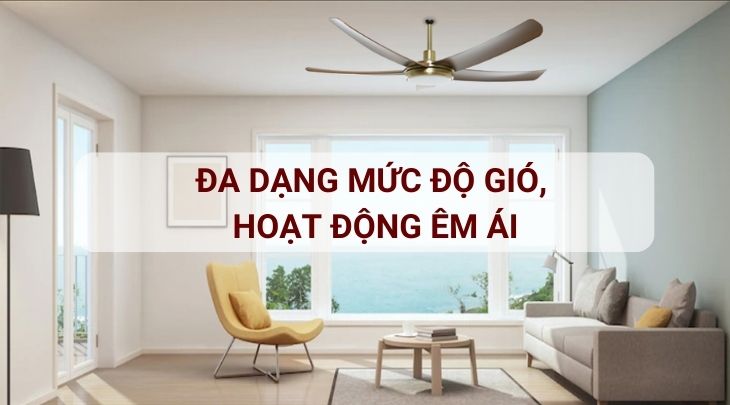 Quạt trần Mr.Vu Hero với 6 mức gió từ thấp đến cao tùy chỉnh theo nhu cầu sử dụng