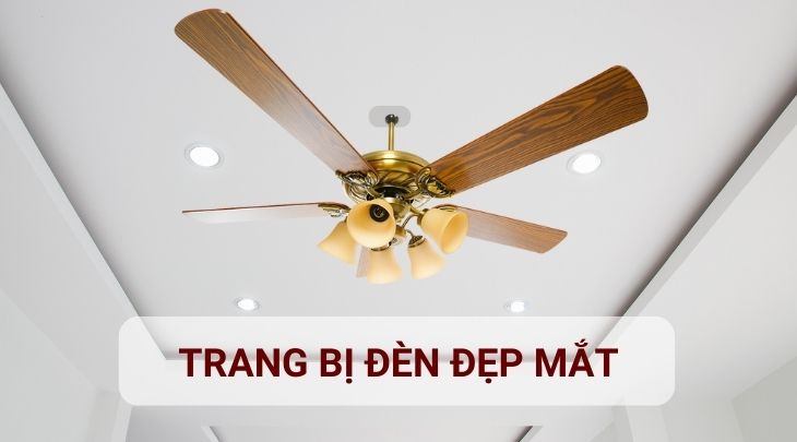 Quạt trần Mr.Vu Lotus với 5 bóng đèn tạo cho không gian sống thêm phần sang trọng