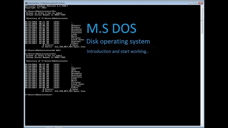 hệ điều hành MS-DOS  trên máy tính