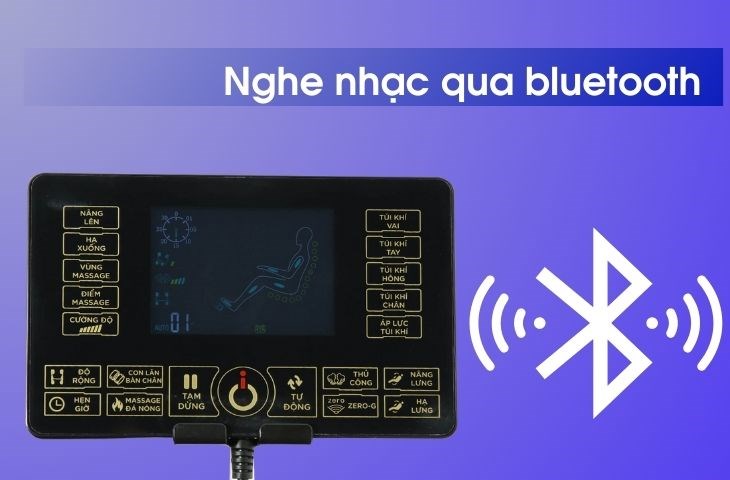 Người dùng có thể nghe nhạc thông qua loa Bluetooth được tích hợp trên ghế massage Airbike Sport MK-335