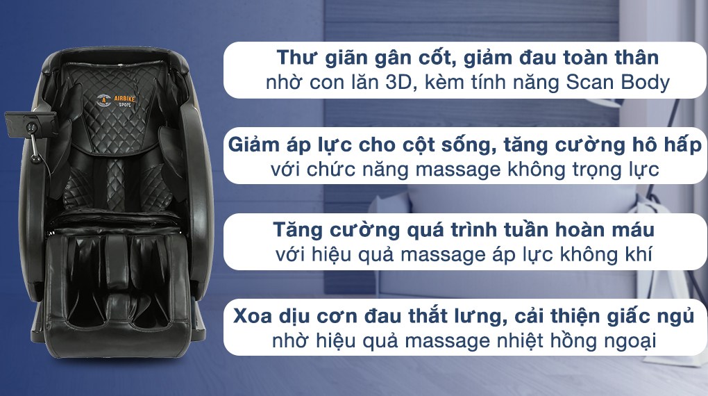 Ghế massage Airbike Sport MK-335 được trang bị những công nghệ hiện đại giúp nâng cao hiệu quả massage