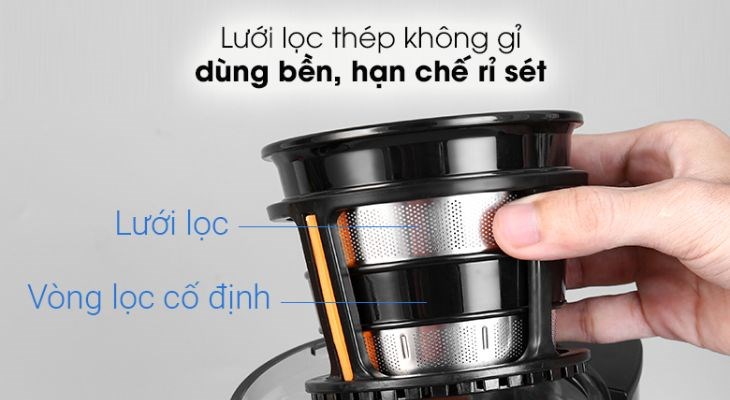 Lưới lọc của máy cũng được chế tác từ thép không gỉ, hạn chế rỉ sét