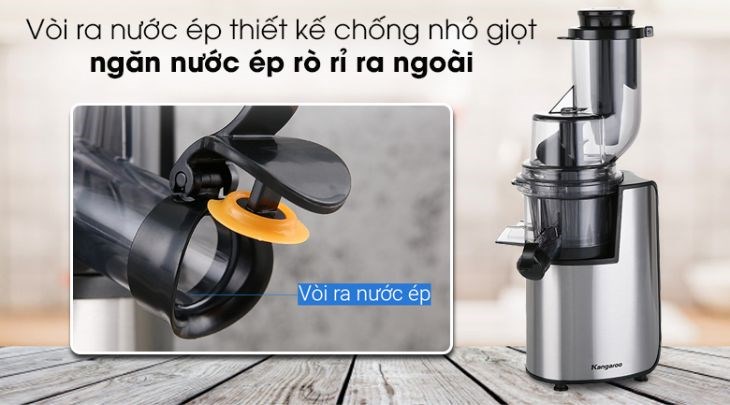 Máy ép chậm Kangaroo KG1B6 tích hợp vòi chống nhỏ giọt, giúp ngăn nước ép rò rỉ ra ngoài hiệu quả
