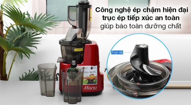 Công nghệ máy ép Sunhouse Mama SHD5505 hiện đại, giúp tạo ra nước ép thành phẩm không bị hao hụt dưỡng chất