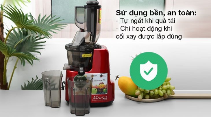 Máy ép chậm Sunhouse Mama SHD5505 có chức năng tự ngắt khi quá tải, giúp gia tăng an toàn cho thiết bị khi sử dụng