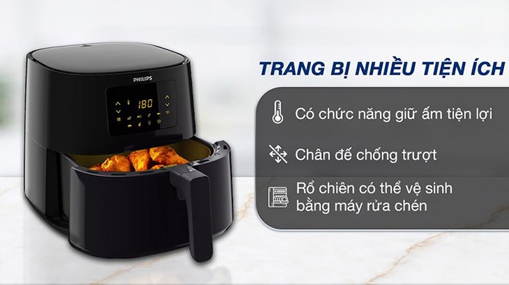 Nồi chiên không dầu Philips HD9270/90 6.2 lít sở hữu nhiều tính năng thông minh giúp bảo vệ an toàn cho người dùng