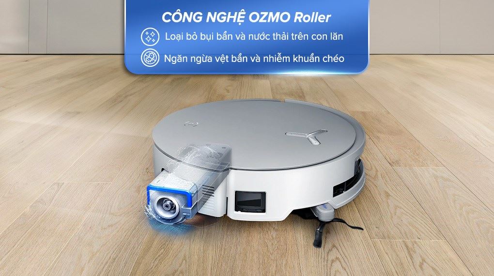 Robot hút bụi lau nhà Ecovacs X8 PRO OMNI được tích hợp công nghệ OZMO Roller giúp con lăn luôn sạch và đủ ẩm trong suốt quá trình lau nhà