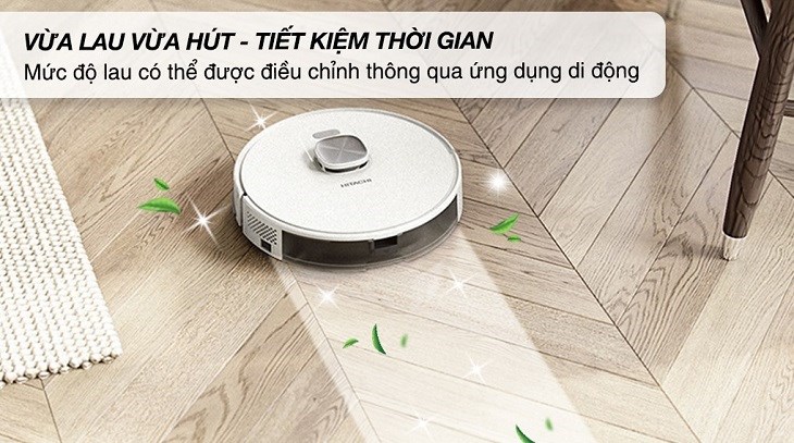Robot hút bụi lau nhà Hitachi RV-X20M cho khả năng vừa hút vừa lau sàn, tiết kiệm thời gian vệ sinh nhà cửa