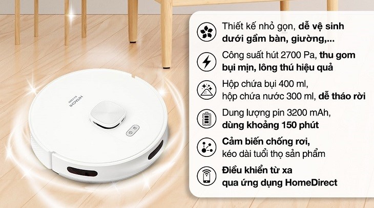 Robot hút bụi lau nhà Hitachi RV-X20M được trang bị nhiều tính năng tiện lợi, đáp ứng tối đa nhu cầu sử dụng cho người dùng