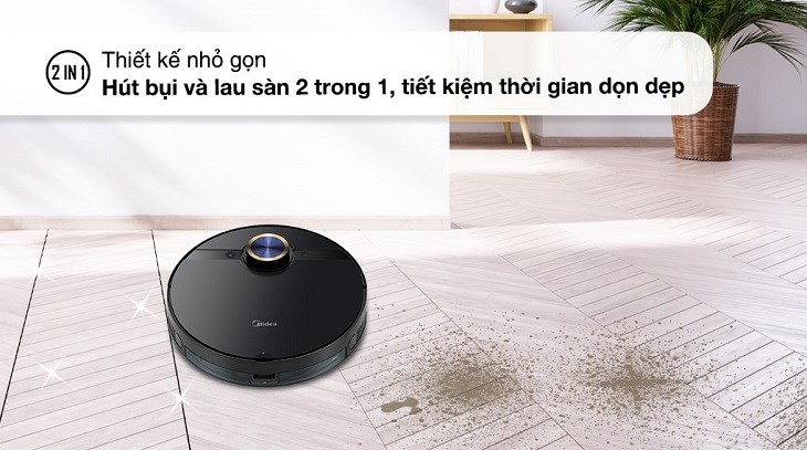 Robot hút bụi lau nhà Midea M7 Pro sở hữu thiết kế nhỏ gọn, hỗ trợ làm sạch hầu hết mọi ngóc ngách trong nhà