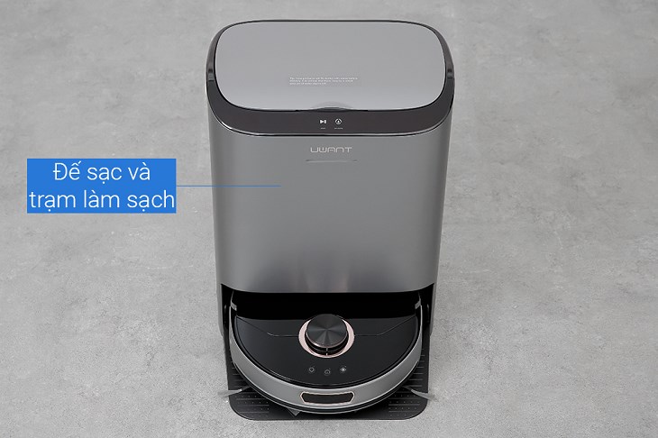 Khi gần hết pin robot hút bụi lau nhà Uwant U200 sẽ tự động quay về trạm sạc, tiết kiệm thời gian tìm kiếm cho người dùng