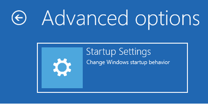 Chọn Startup Settings