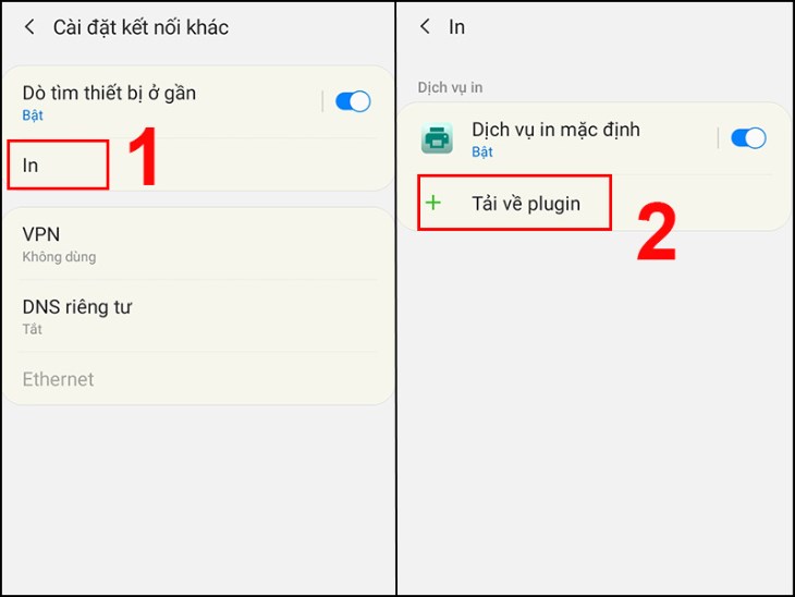 Trong phần In chọn Tải về plugin