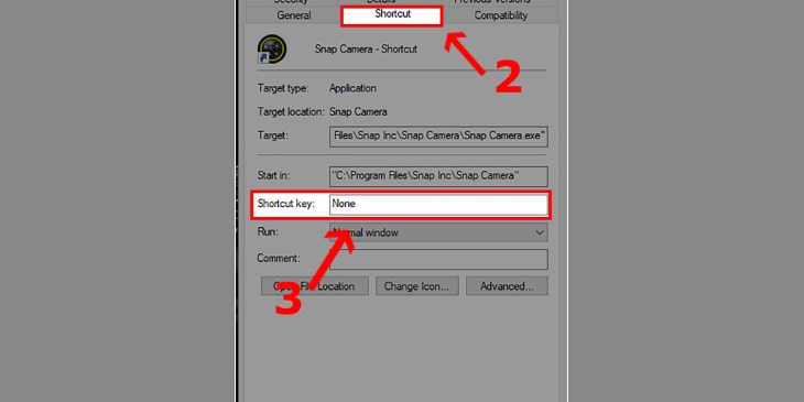 Bạn di chuyển đến mục shortcut