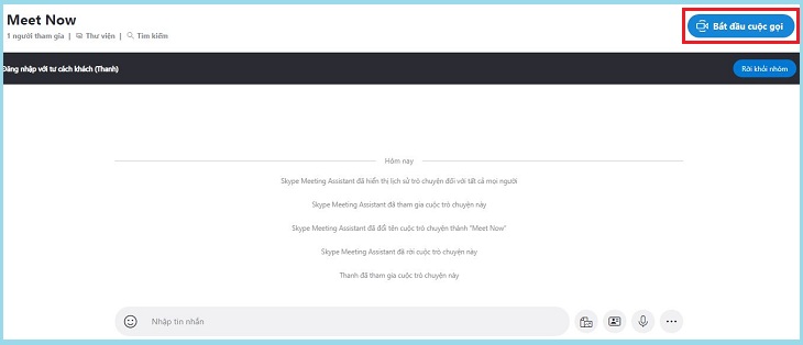 Nhấn Start Call để bắt đầu cuộc gọi nhóm