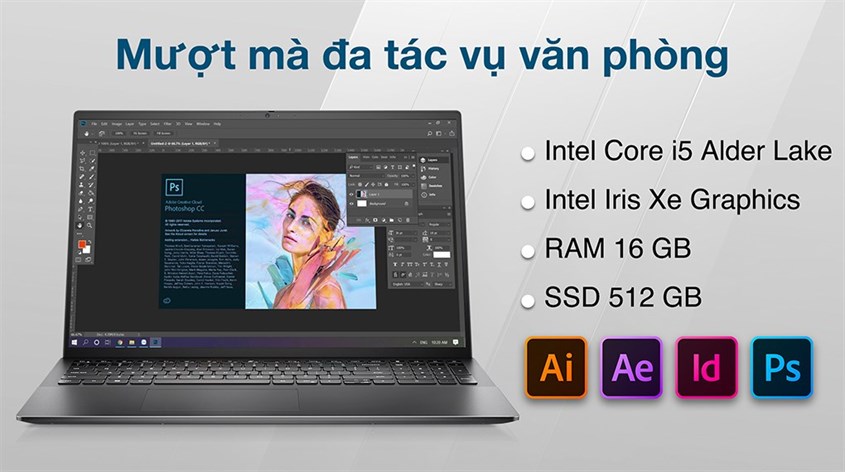 Laptop Dell Vostro 5620 i5 sở hữu hiệu năng mạnh mã, tránh tình trạng giật lag