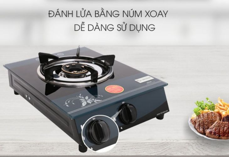 Bếp ga đơn Kiwa KW-300G có bộ phận đánh lửa bằng núm xoay, tiện lợi cho người dùng