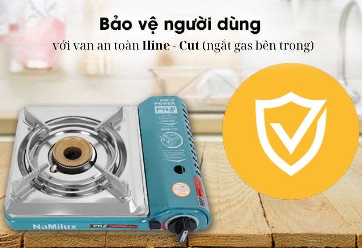 Bếp ga mini Namilux NH-P3031PS có tính năng ngắt gas bên trong, bảo vệ an toàn cho người dùng