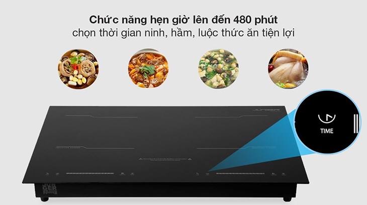 Bếp từ đôi lắp âm Junger MK-22 được trang bị tính năng hẹn giờ thông minh, tiện lợi