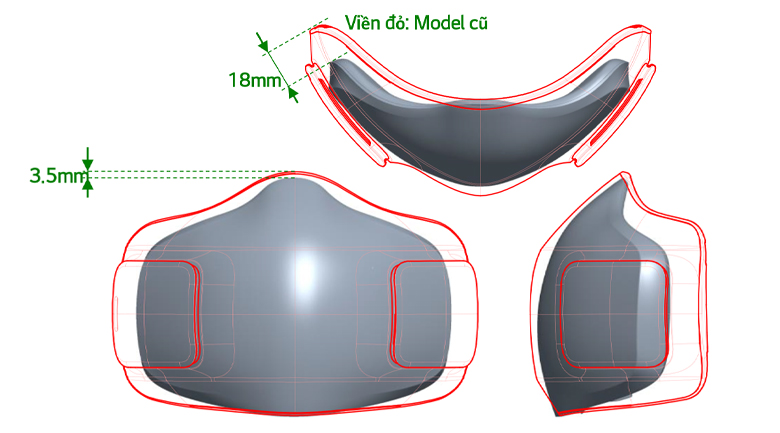 Khẩu trang lọc khí LG - Kích thước