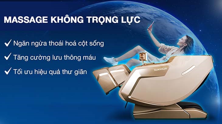Ghế Massage Remote Cảm Ứng Daikiosan DKGM-30002 được ứng dụng công nghệ massage không trọng lực hỗ trợ tăng cường lưu thông máu