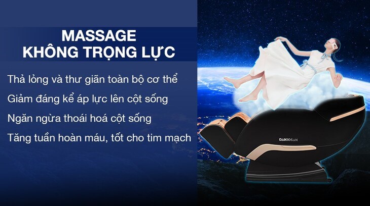 Ghế Massage Daikiosan DKGM-0001D tạo cho người dùng cảm giác bồng bềnh như ở ngoài không gian