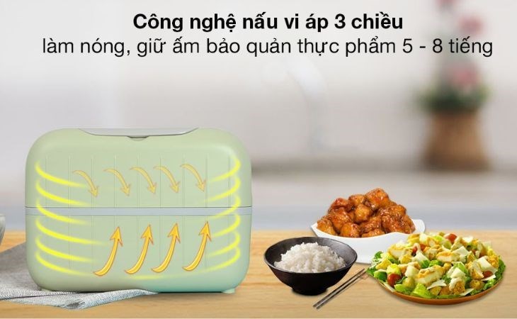 Hộp cơm điện Unie UV B1 với công nghệ hiện đại, nấu chính thức ăn đều và nhanh chóng