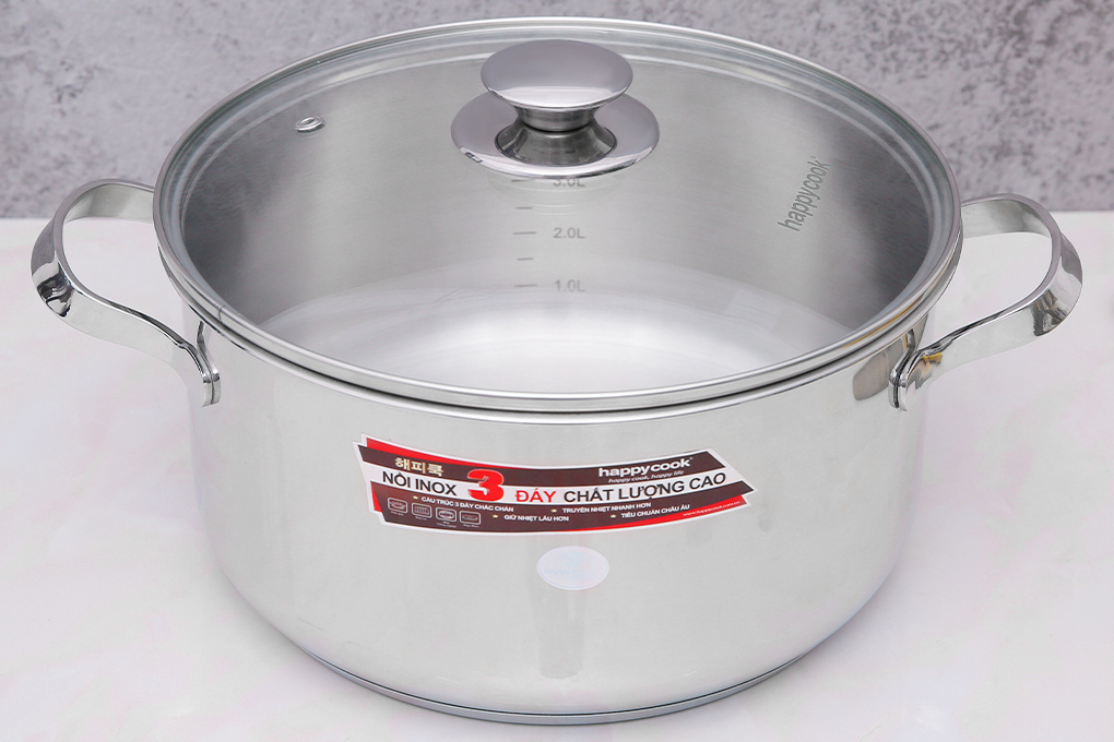 Nồi inox 3 đáy Happycook N24-NMG