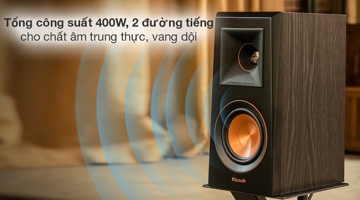 Cặp loa Klipsch RP-600M II Walnut 400W là ví dụ điển hình cho dòng loa thụ động