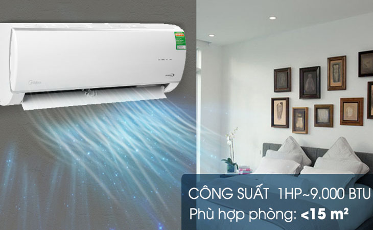 Máy lạnh Midea MSAFA-10CRN8 có công suất 1HP thích hợp cho những căn phòng dưới 15 m2