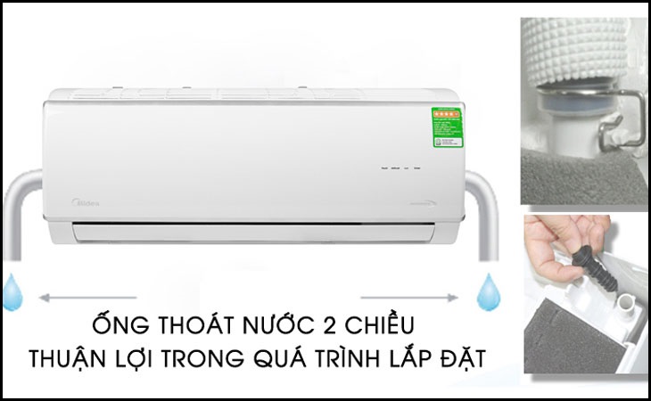 Ống thoát nước 2 chiều ở bên phải hoặc bên trái cho máy, đảm bảo sự thuận tiện cho người dùng