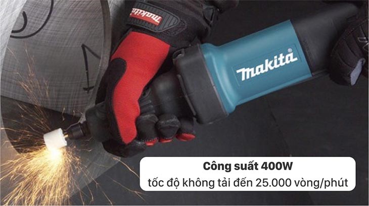Máy mài khuôn Makita GD0600 400W có công suất 400W cho khả năng hoạt đông mạnh mẽ trong việc gia công, chế tạo các khuôn mẫu, vật liệu
