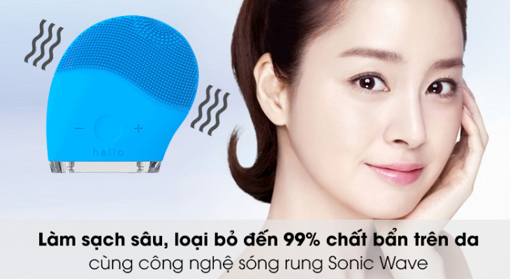 Máy rửa mặt và massage Halio Sky Blue trang bị công nghệ Sonic Wave tiên tiến có khả năng loại bỏ lên đến 99% bụi bẩn còn sót lại trên da