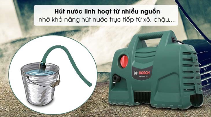 Máy phun xịt rửa áp lực cao Bosch Easy AQT 100 LL 1100W có giá 2.404.000 đồng (cập nhật tháng 09/2023, có thể thay đổi theo thời gian)