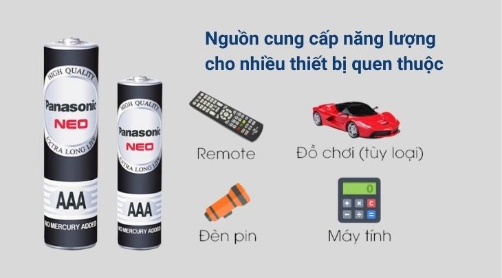 Pin AAA 2 viên Manganese Panasonic R03NT-2B thuộc loại pin 3A thường được dùng cho remote, máy ảnh kỹ thuật số,...