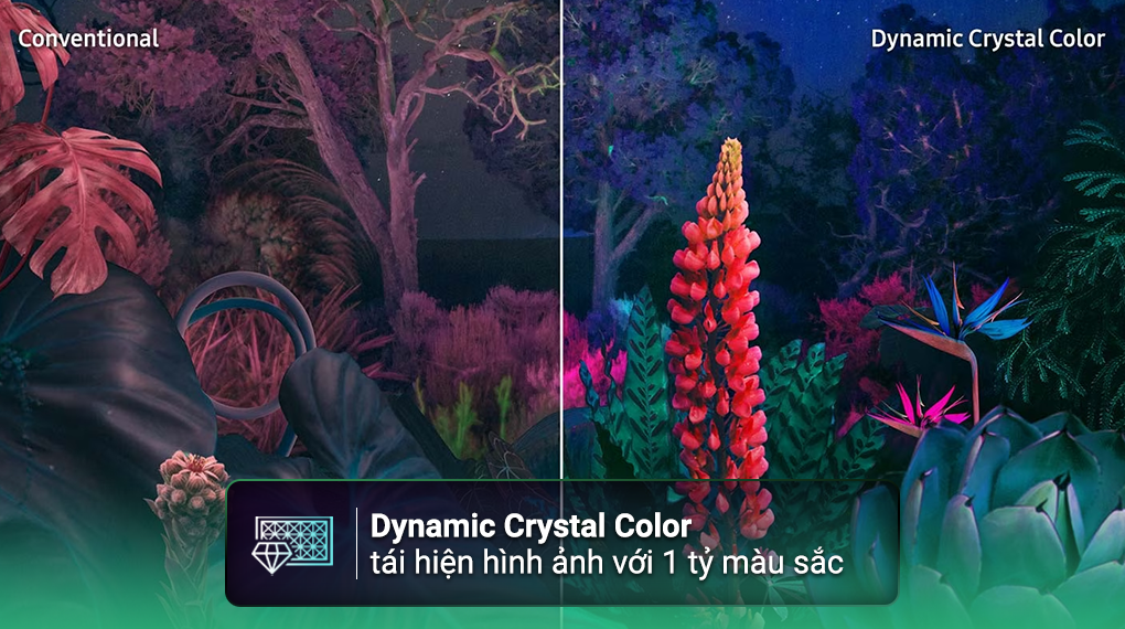 Công nghệ Dynamic Crytal Color mang đến hình ảnh sắc nét trên Smart Tivi Samsung 4K 43 inch UA43CU8000
