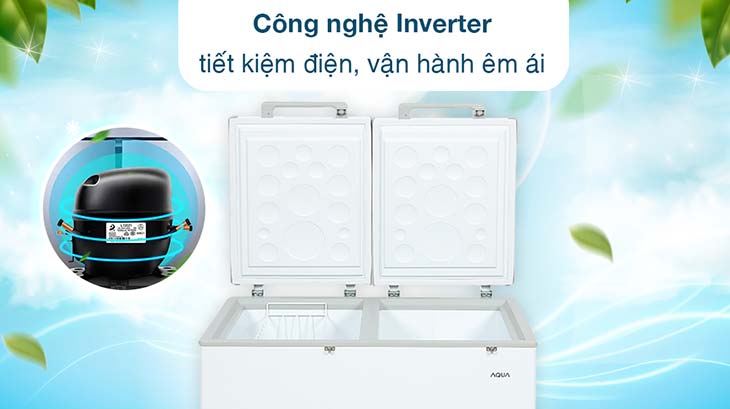 Tủ đông AQUA Inverter 295 lít AQF-C4202E trang bị công nghệ Inverter tiết kiệm điện, vận hành bền bỉ