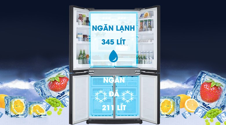 Tủ lạnh Sharp 630 có dung tích lớn, trữ được nhiều thực phẩm
