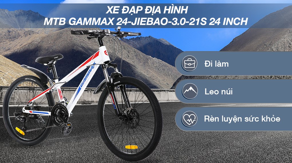 Xe Đạp Địa Hình MTB Gammax 24-Jiebao-3.0-21S 24 inch có trọng lượng 15kg