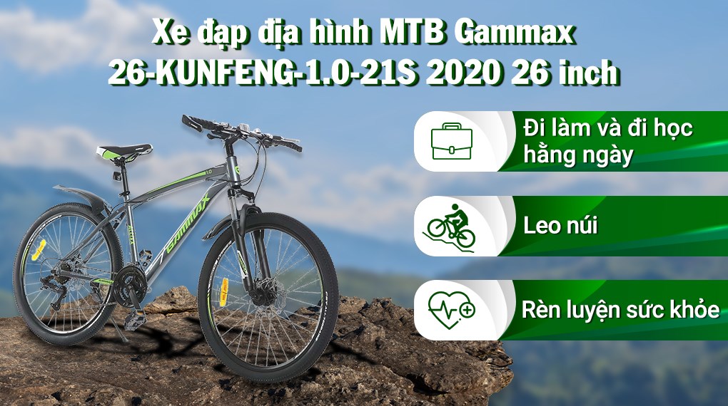 Xe Đạp Địa Hình MTB Gammax 26-Kunfeng-1.0-21S 2020 26 inch được bán với giá 5.663.000 đồng (cập nhật 08/2023 và có thể thay đổi theo thời gian)